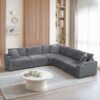 Convertible L Shaped Sectional Corner Couch With Armrest Storage Cup Holders USB Charger, Irregular Corner Oversized Comfy Modular Sofa - Gray - Image 14