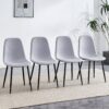 (Set of 4) Fabric Back And Metal Combined Spoon Chairs Perfectly Matching Minimalist And Scandinavian Style Homes - Gray / Black - Image 4