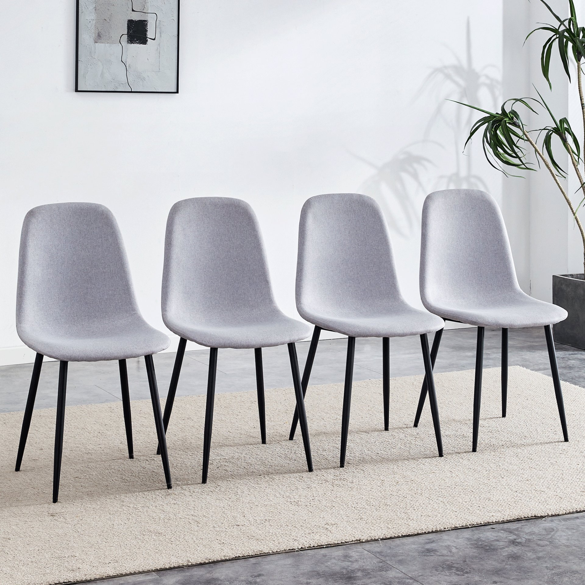 (Set of 4) Fabric Back And Metal Combined Spoon Chairs Perfectly Matching Minimalist And Scandinavian Style Homes - Gray / Black - Image 4