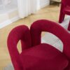 Contemporary Upholstered Accent / Dining Chair (Set of 2) Teddy Velvet Fabric With Sturdy Steel Frame - Red - Image 16
