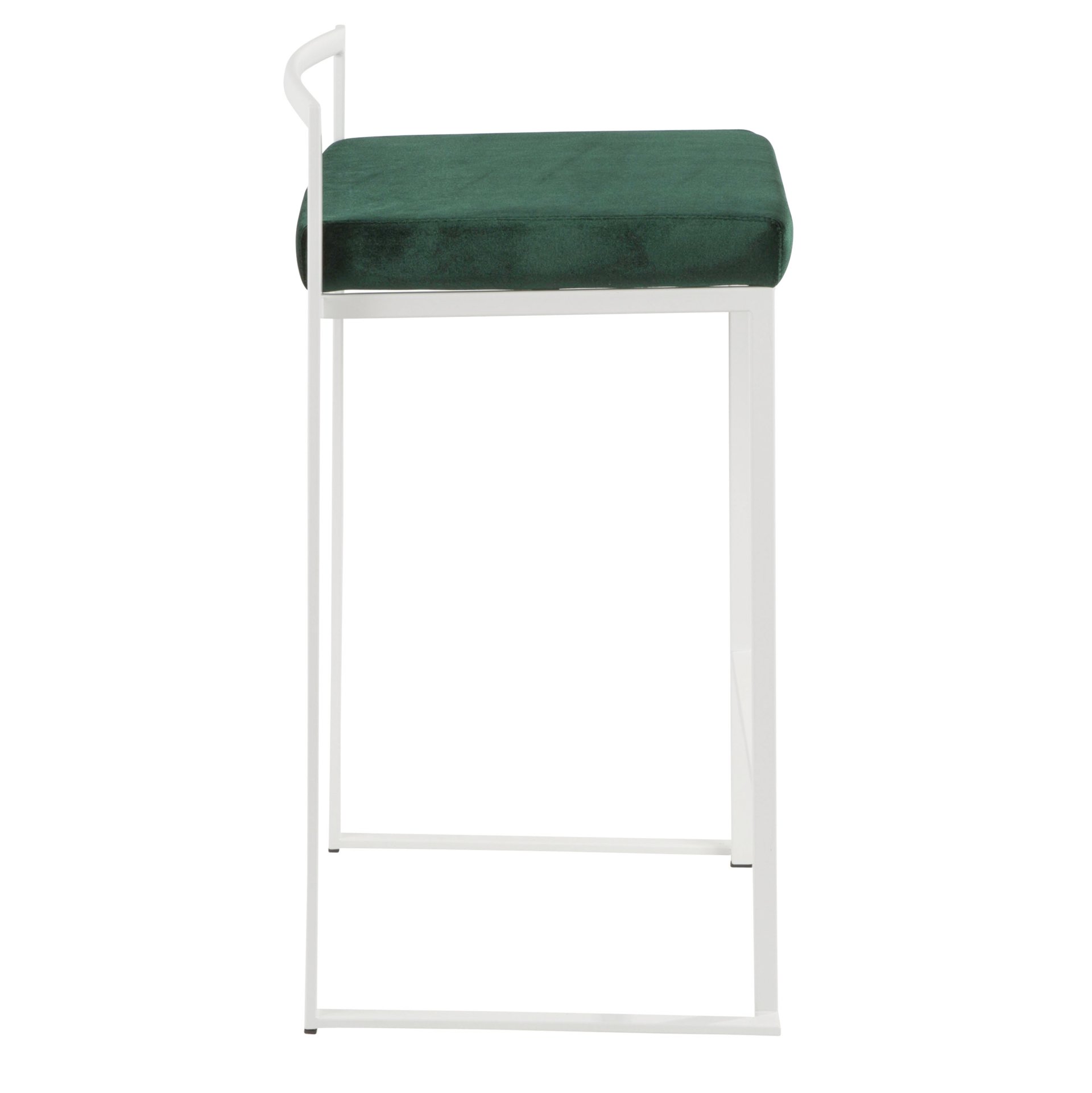 Fuji - Contemporary Stackable Counter Stool (Set of 2) - White / Green - Image 3