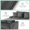 Sectional With Bluetooth Speakers L Shaped Couch With Console USB Charger, Cup Holders Storage Ottoman Deep And Wide Seat Cloud Sofa - Dark Gray - Image 21