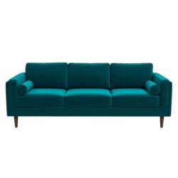 Amber - Mid-Century Modern Luxury Modern Velvet Sofa - Brown / Teal