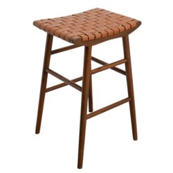 Maya - Genuine Leather Stool - Rustic / Tan