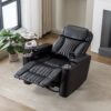270 Degree Power Swivel Recliner Home Theater Chair With Hidden Arm Storage, LED Light, Cup Holder, And Tray Table - Black - Image 8