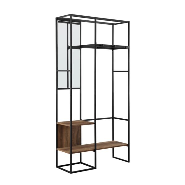 Modern Hall Tree With Hanging Storage - Rustic Oak