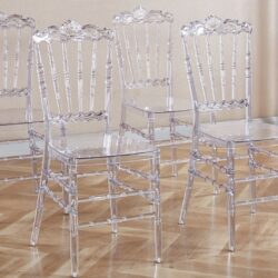 Dining Chair With Plastic Seat, Welding Chair (Set of 4) - Transparent