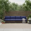 Outdoor Wicker Patio Sofa Set With Feet, 4 Piece Modular Design, Weather Resistant Rattan - Espresso - Image 2