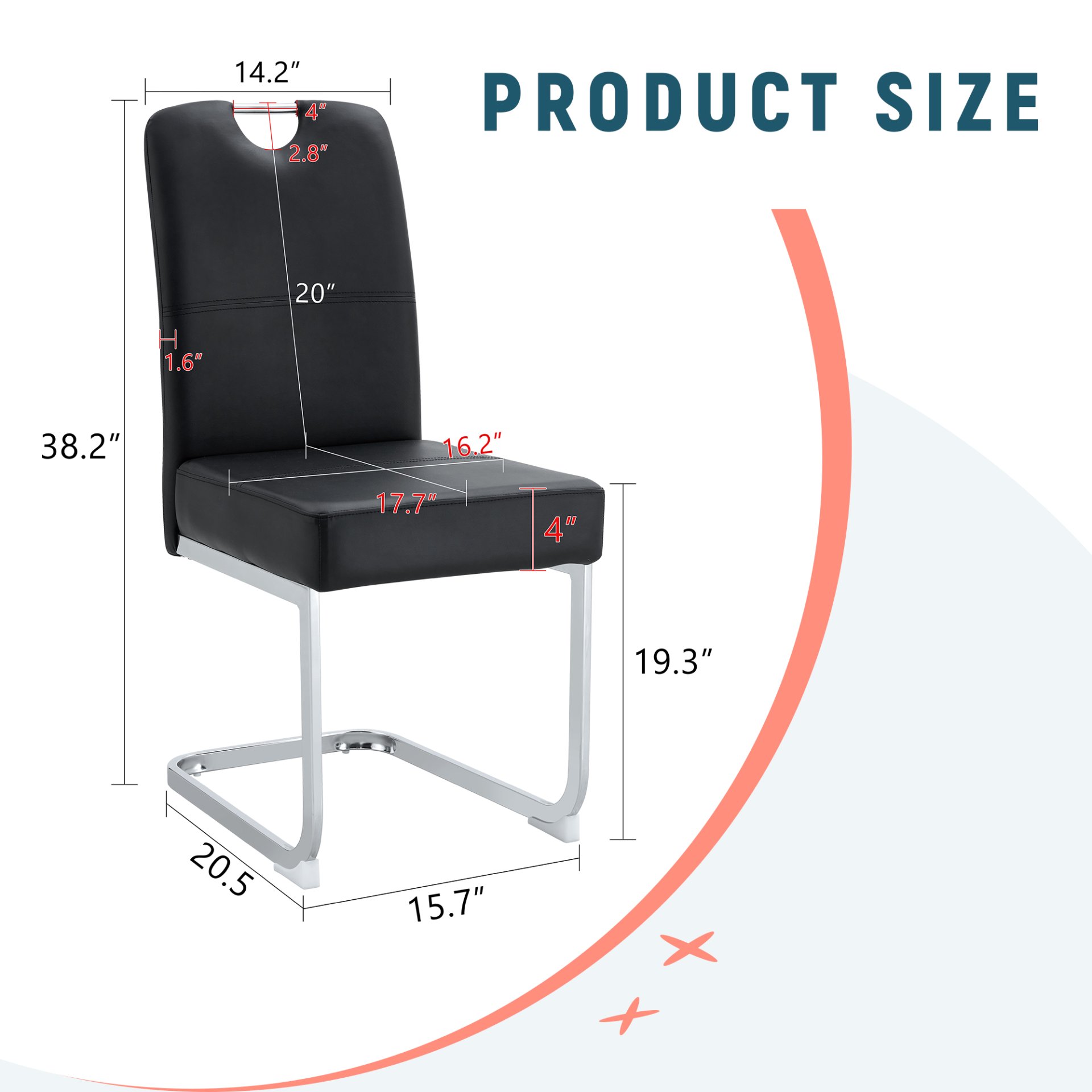 (Set of 4) Thickened Dining Chairs With Built In Spring Packages And Ergonomic Design Perfectly Blending Comfort And Elegance - Black - Image 3