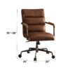 Harith - Retro Top Grain Leather Office Chair - Brown - Image 5
