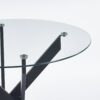Dining Table With Cross Metal Leg And Tempered Glass, Modern Space Saving Kitchen Table For Living Room - Black - Image 6