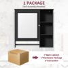 Wall Mounted Bathroom Storage Cabinet, Medicine Cabinets With Large Mirror Door, Adjustable Shelves And Three Open Storage Levels(Not Include Bathroom Vanity) - Black - Image 6