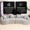 4 Seater Sofa With Chenille Fabric, 30D, 60 Hardness Full Sponge, 4 Pillow For Living Room, Home Furniture Sleeper Sectional Sofa For Apartment - Gray - Image 11