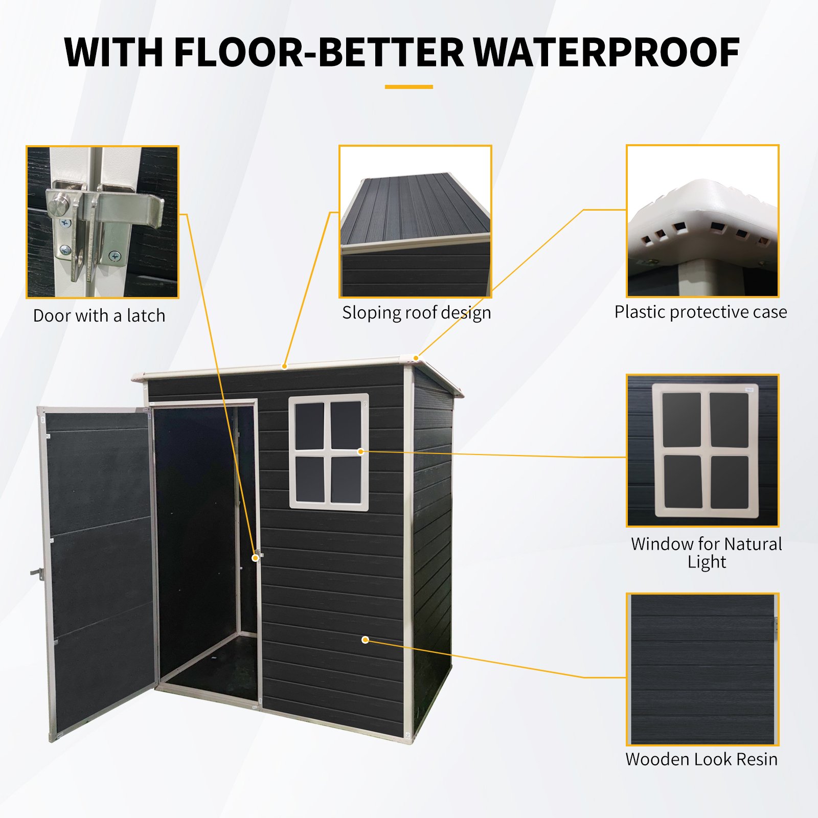 Outdoor Storage Shed Kit Perfect To Store Patio Furniture - Black - Image 7