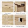 Rattan 6 Drawers Chest Of Dressers For Bedroom, Modern 6 Drawer Dresser, Wide Chest Of Drawers With Wood Handles, Rattan Dresser Storage Cabinet For Living Room, Bedroom, Hallway - Natural Wood / Oak - Image 9