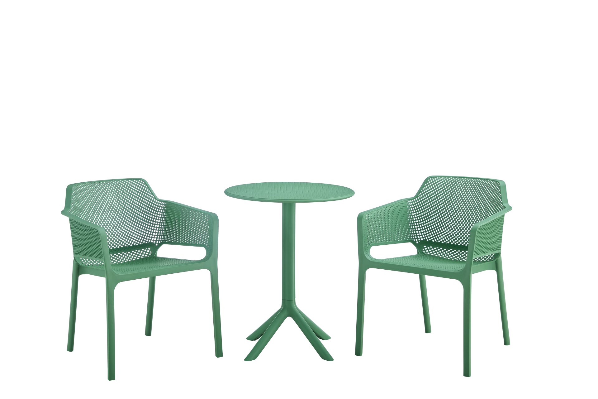 3 Piece Plastic Arm Chair Bistro Grs Premium Ocean Plastic - Green - Image 2