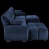Elegant Textured Fabric 3 Seater Sofa Set With Ottoman And Throw Pillows Frame - Blue - Image 18