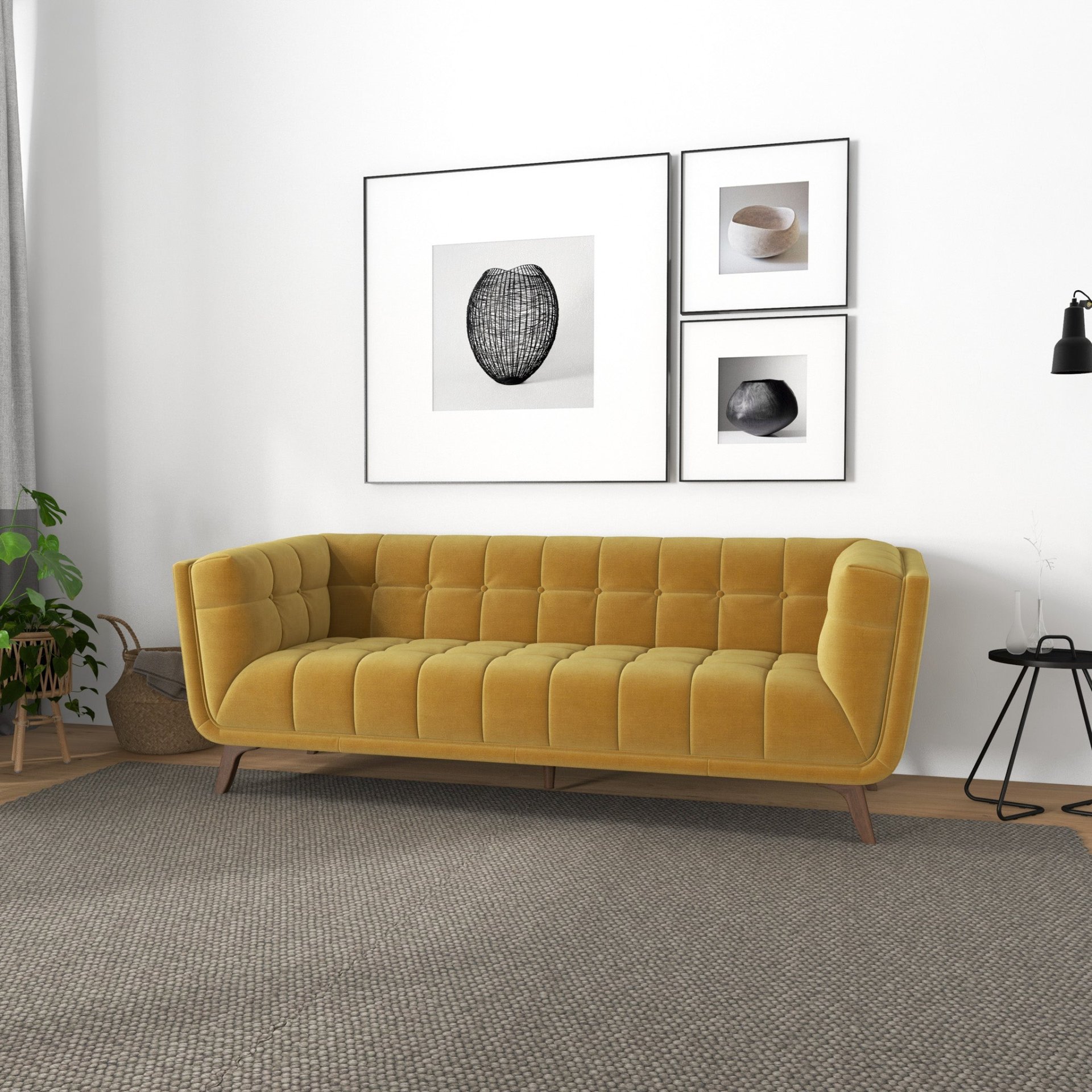 Addison - Large Velvet Sofa - Gold - Image 3