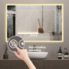 Modern LED Bathroom Vanity Mirror With Aluminum Frame, 45° Beveled Lights, Anti Fog - Silver - Image 9