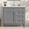Bathroom Vanity With Top Sink, Modern Bathroom Storage Cabinet With 2 Drawers And A Tip-Out Drawer, Single Sink Bathroom Vanity - Gray - Image 20