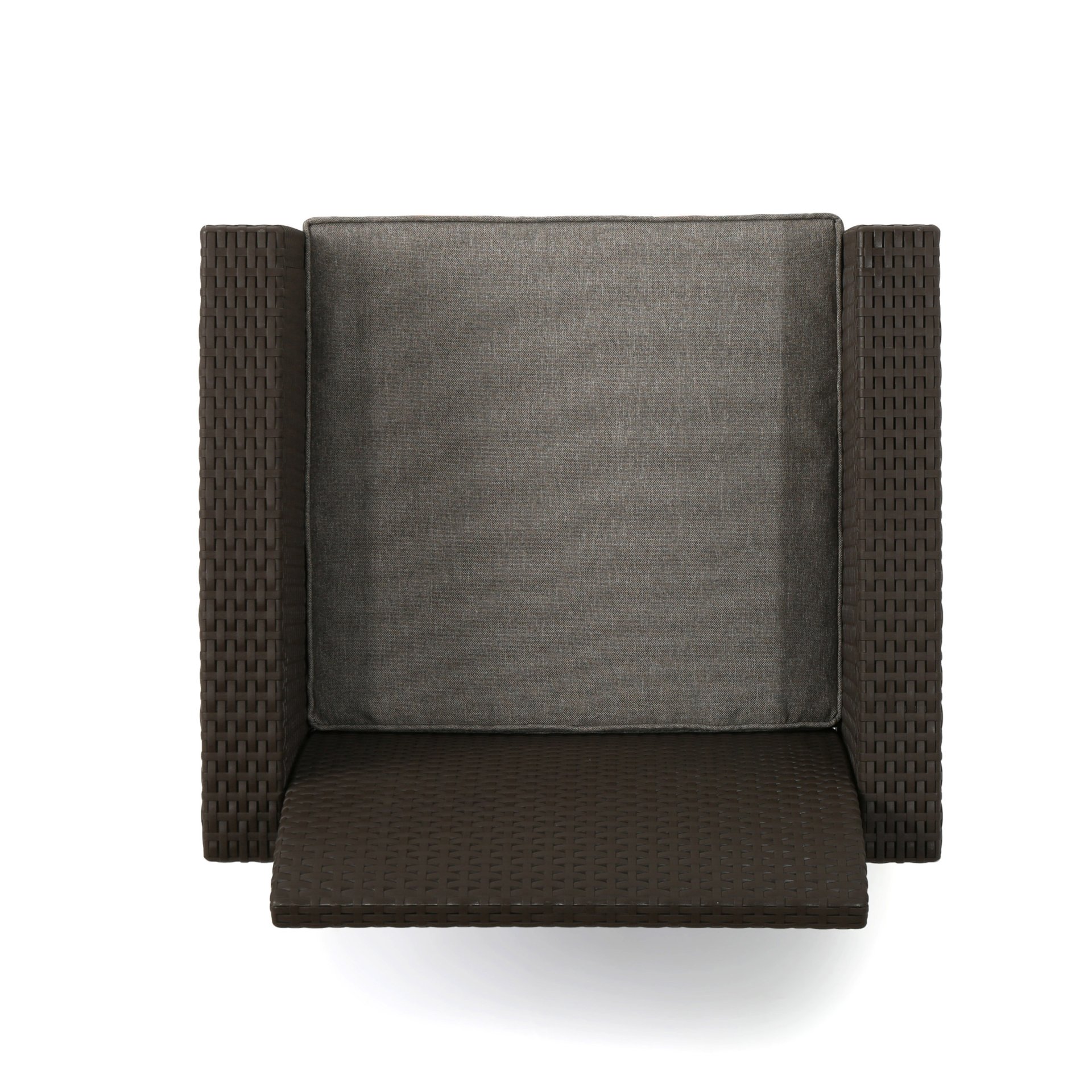 Outdoor Faux Wicker Rattan Style Chat Set With Water Resistant Cushions, 5 Pieces Set - Brown / Mix Beige - Image 6