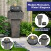 Minimalist Column Fountain With LED Lighting, Outdoor Decor For Patio, Porch And Garden - Gray - Image 4
