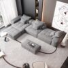 Modern Oversized Modular Sectional Sofa, Sparkling Fabric Soft Cushion Sofa With 6 Pillows, 6 Pieces Diy Combination Tufted Sofa, No Assembly Required - Gray - Image 11
