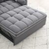 Modern Convertible Sleeper Sofa Couch With Pull Out Bed With Pillows & Side Pockets For Small Space, Living Room - Gray - Image 12