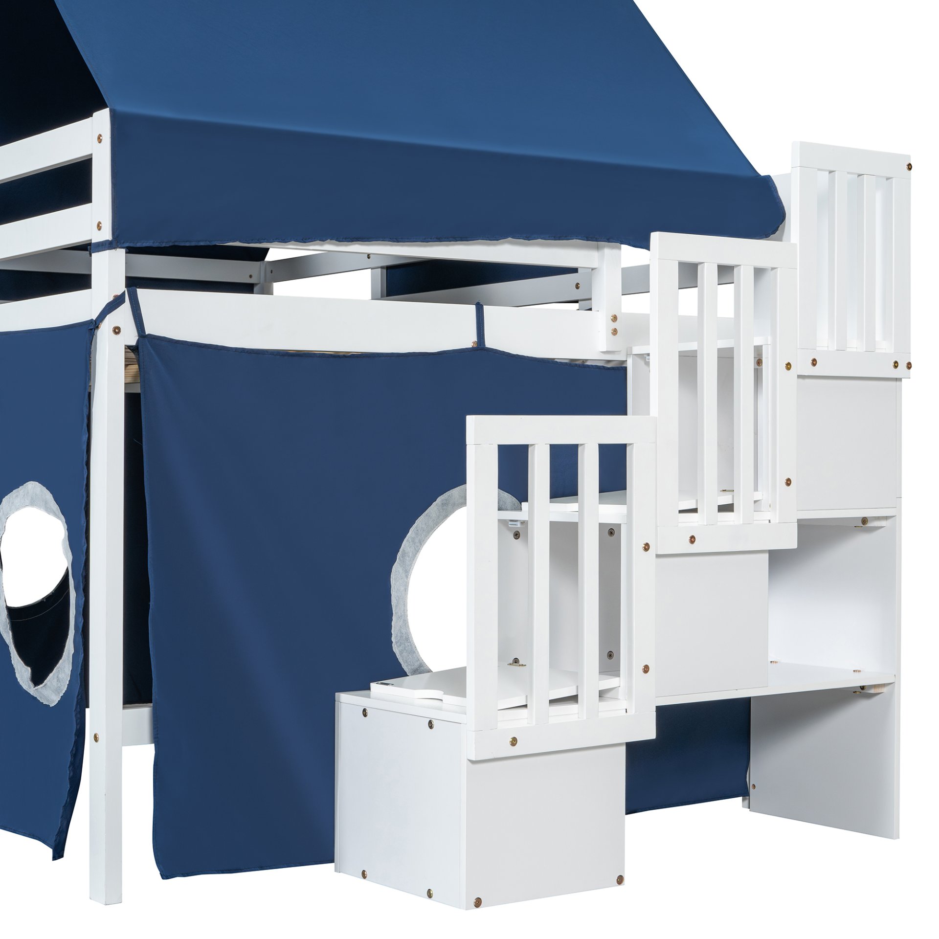 Full Size Loft Bed With Tent And Tower - Blue - Image 14