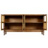 Retro 4 Door Sideboard With Large Storage Space, Artificial Rattan Doors - Transparent Glass - Antique Brown - Image 7