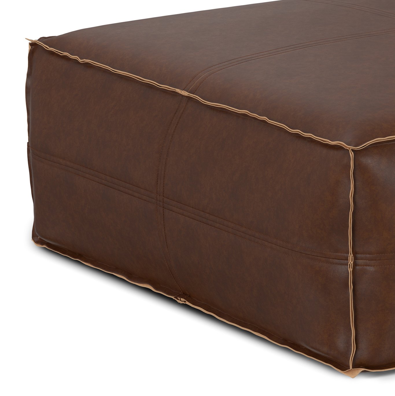 Brody - Extra Large Coffee Table Pouf - Distressed Dark Brown - Image 6