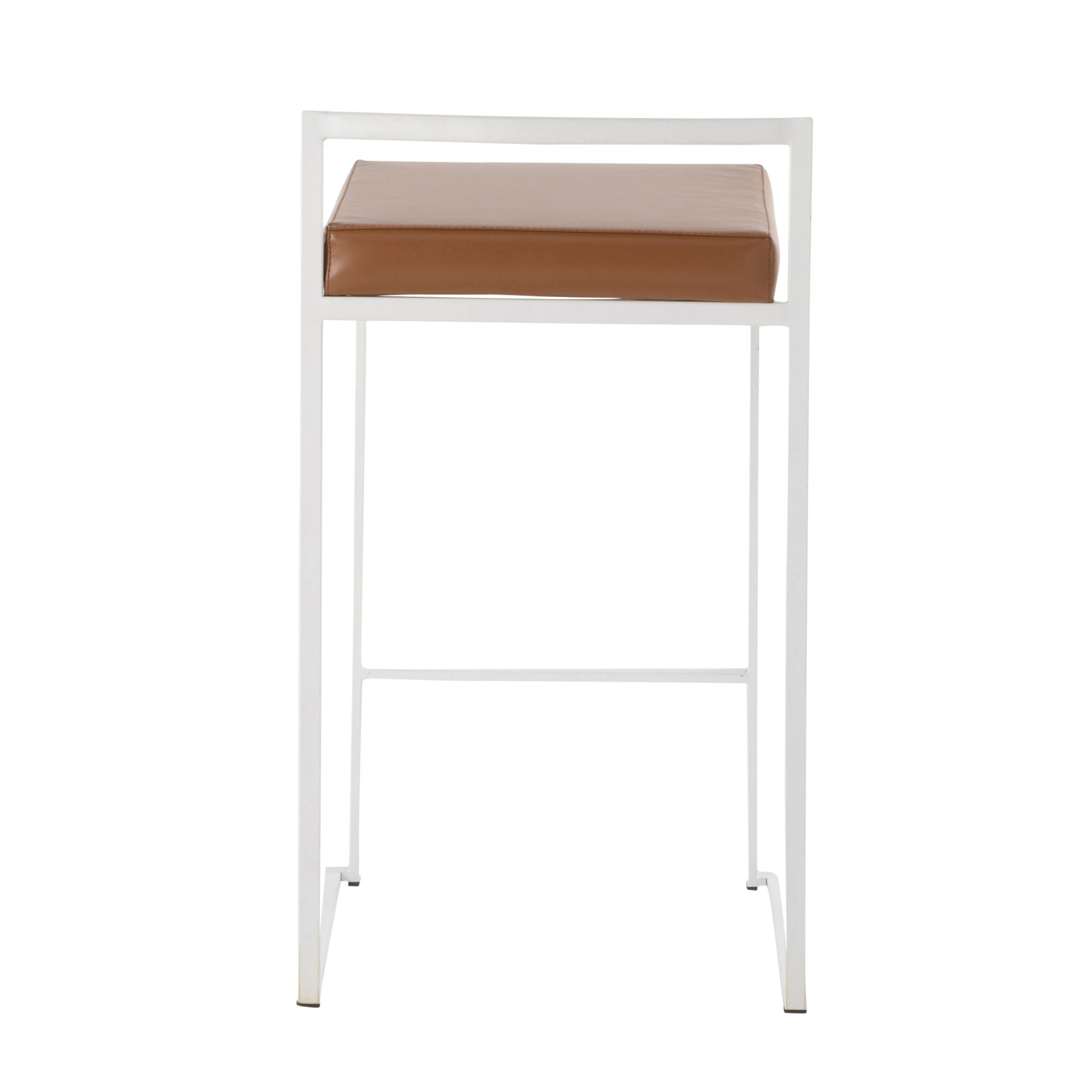 Fuji - Contemporary Stackable Counter Stool (Set of 2) - White / Camel - Image 5