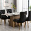 Nikki - Modern, High-End Tufted Solid Wood Contemporary Velvet Upholstered Dining Chair With Golden Stainless Steel Plating Legs, Nailhead Trim (Set of 2) - Black - Image 13