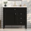 Bathroom Vanity With Top Sink, Modern Bathroom Storage Cabinet, 2 Drawers And A Tip-Out Drawer, Single Sink Bathroom Vanity - Black - Image 18