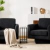 360° Modern Swivel Accent Chairs Round Armchair, Thick Padded Lounge Sofa Upholstered Comfy (Set of 2) - Black - Image 18