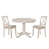 Modern Dining Table Set For 4, Round Table And 4 Kitchen Room Chairs, 5 Piece Kitchen Table Set For Dining Room, Dinette, Breakfast Nook - Antique White - Image 15
