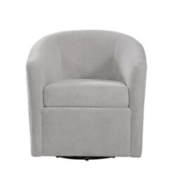 Oaklynn - Barrel Style Swivel Accent Chair In Performance Fabric - Light Gray