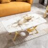 Elegant Stainless Steel Coffee Table With Marble Pattern For Living Room & Office - Gold - Image 8