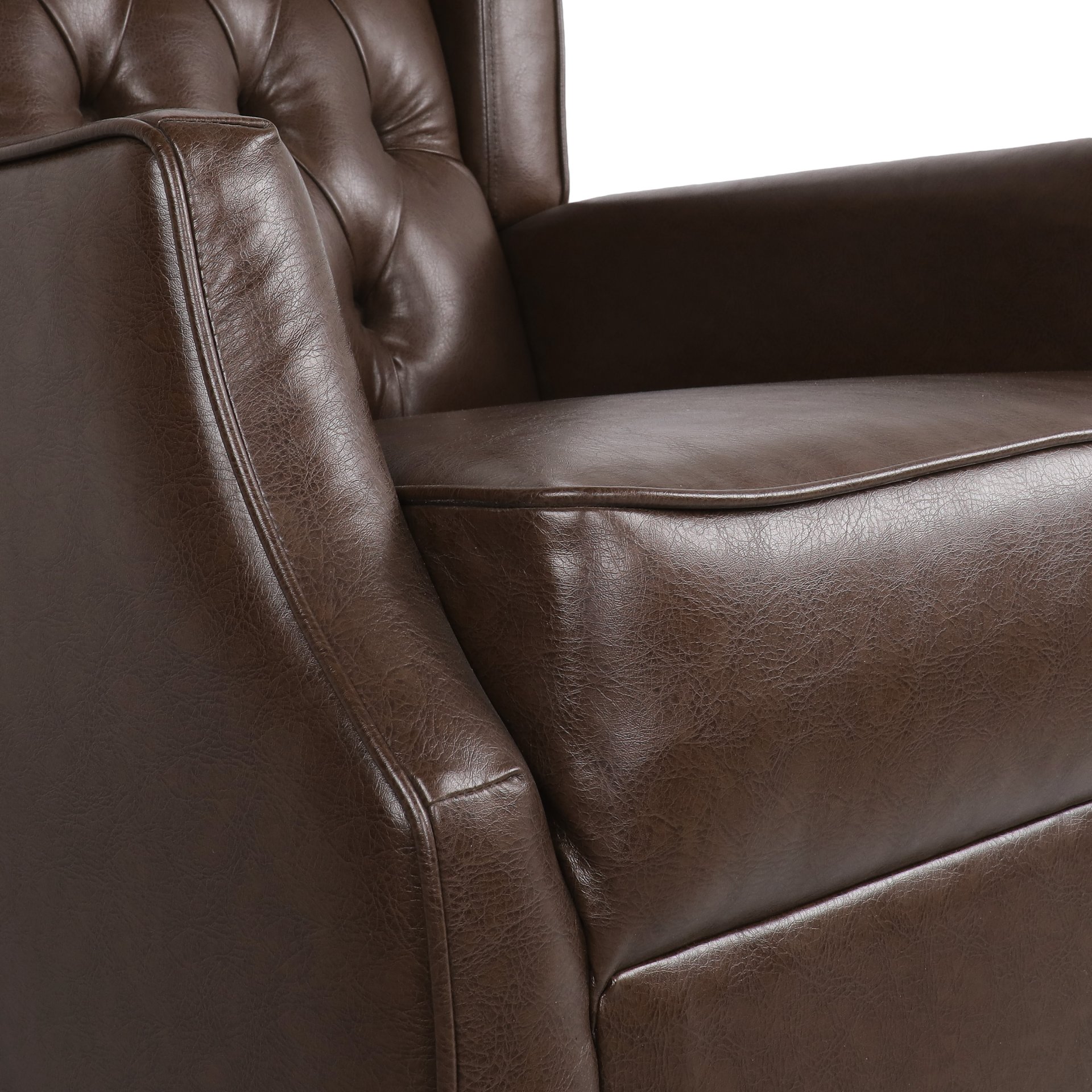 Amedou - Contemporary Tufted Wingback Rocking Chair - Dark Brown - Image 12
