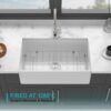 Single Bowl Kitchen Sink 33" Reversible Design With Durable And Deep Basin - White - Image 5