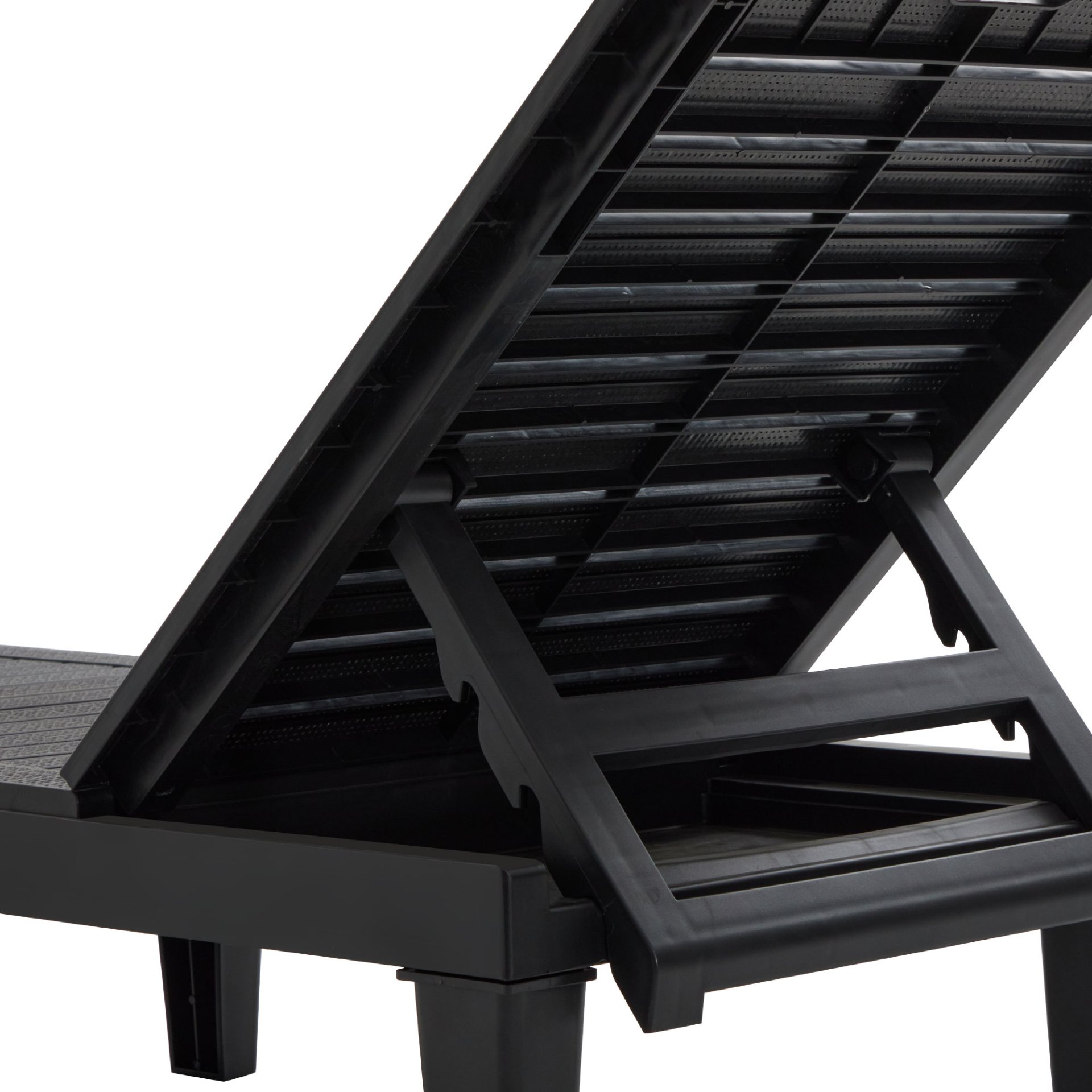 Outdoor Chaise Lounges (Set of 2) With Adjustable Backrest Polypropylene Resin For Patio, Poolside Or Beach - Black - Image 16