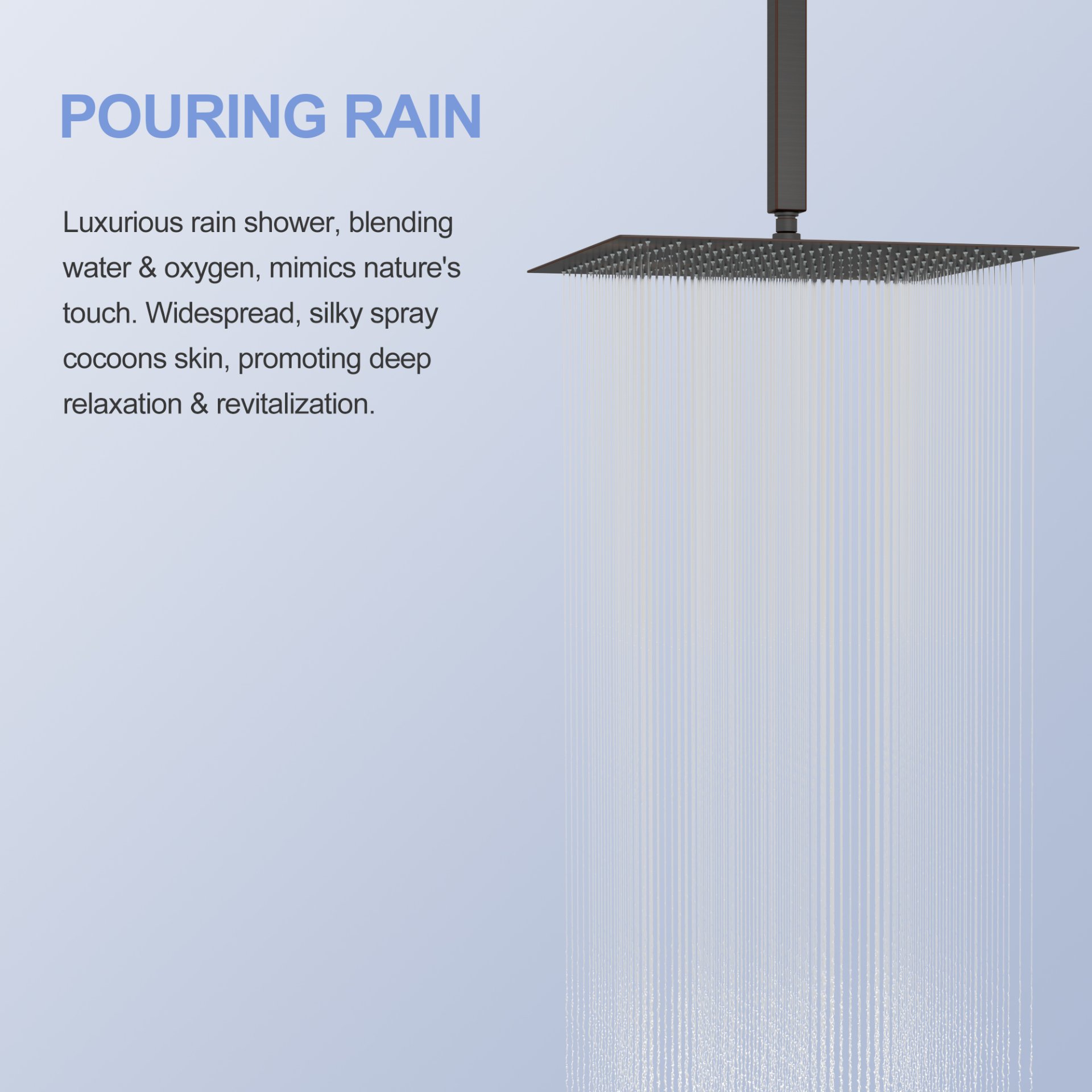 Elegant 16" Square Rainfall Shower Head, Wall / Ceiling Mounted, Oil Rubbed Bronze, Stainless Steel - Oil-Rubbed Bronze - Image 9