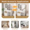 Dressing Table With Movable Mirror And LED Light, 5 Drawer Storage Organizer - White - Image 13