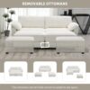 Free Combination Modular Convertible Sectional Sofa Bed Set, 4 Seat Upholstered Sleeper Corner Couch, Deep Seat Loveseat With Ottoman - White - Image 15