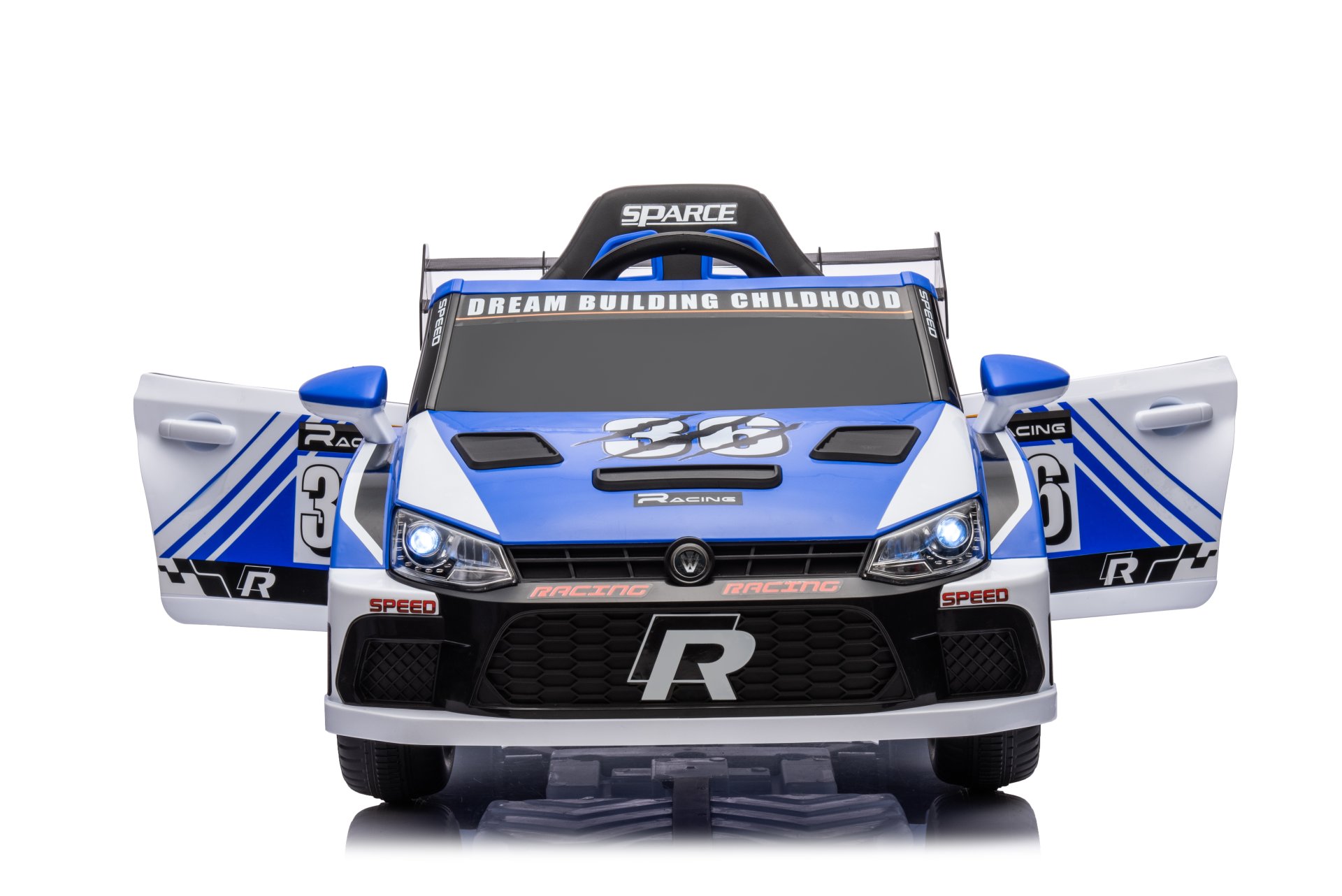 12V4A 20W*2 One Button Start, Forward And Backward, High And Low Speed, Music, Front Light, Power Display, Two Doors Can Open, 2.4G R / C, Seat Belt Four Wheel Absorber Kids Ride On Car - Blue - Image 10