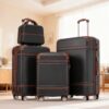 Hardshell Luggage Sets 4 Pieces 20" / 24" / 28" Luggages And Cosmetic Case Spinner Suitcase With Tsa Lock Lightweight - Black - Image 9