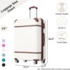 Hardshell Luggage With Tsa Lock, 24" Expandable Lightweight Suitcase With Spinner Wheels, Single Vintage Luggage - White - Image 3
