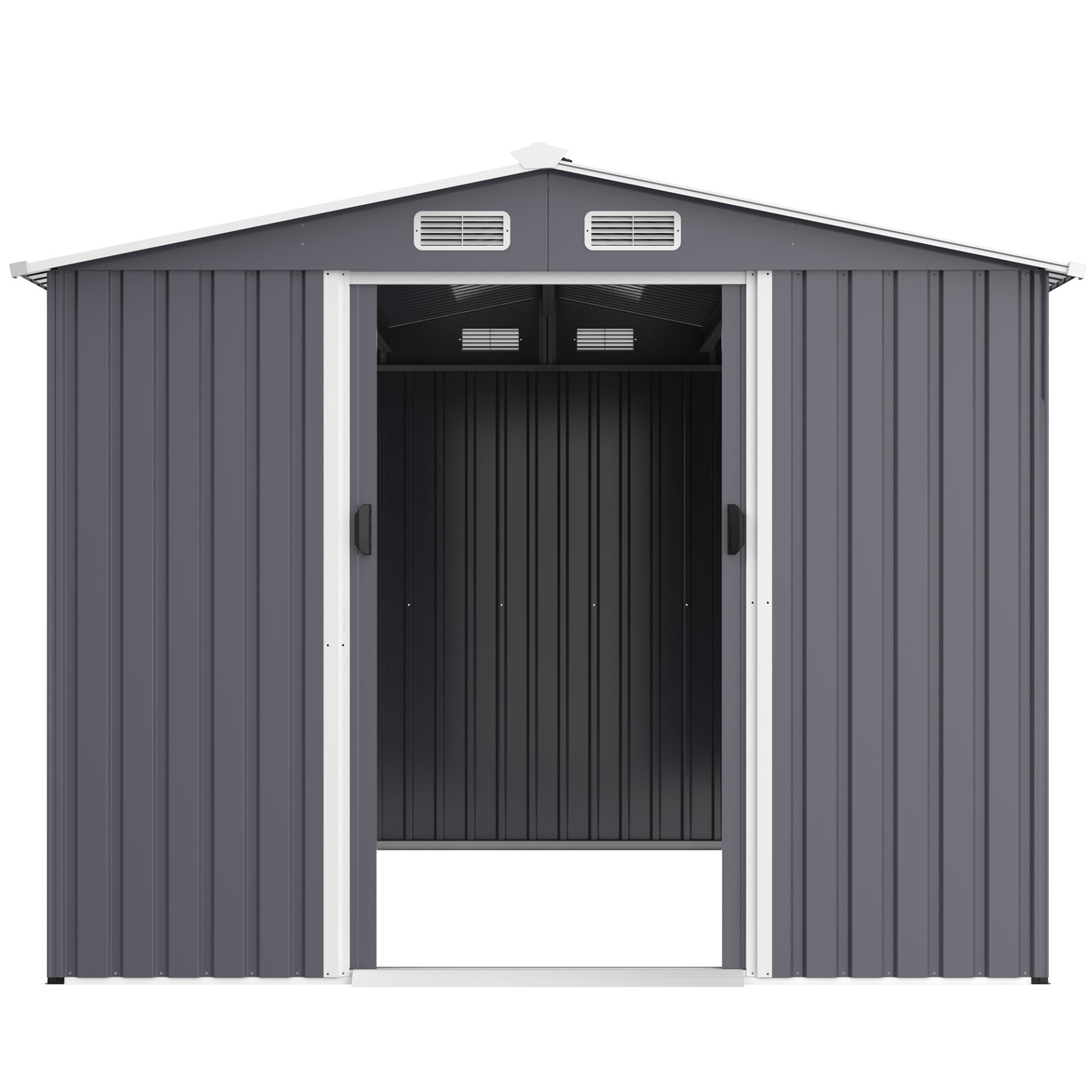 Outdoor Storage Shed 8 2 Ft Large Metal Tool Sheds Heavy Duty Storage House With Sliding Doors And Air Vent For Backyard Patio Lawn To Store Bikes Tools Lawnmowers - Gray - Image 8