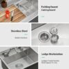 21" Undermount Kitchen Sink With Folding Faucet And Cutting Board Stainless Steel 16 Gauge Workstation - Brushed Nickel - Image 8
