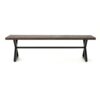 Modern Industrial Outdoor Aluminum Dining Bench With Steel Frame - Brown / Black - Image 4